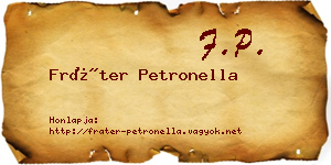 Fráter Petronella névjegykártya